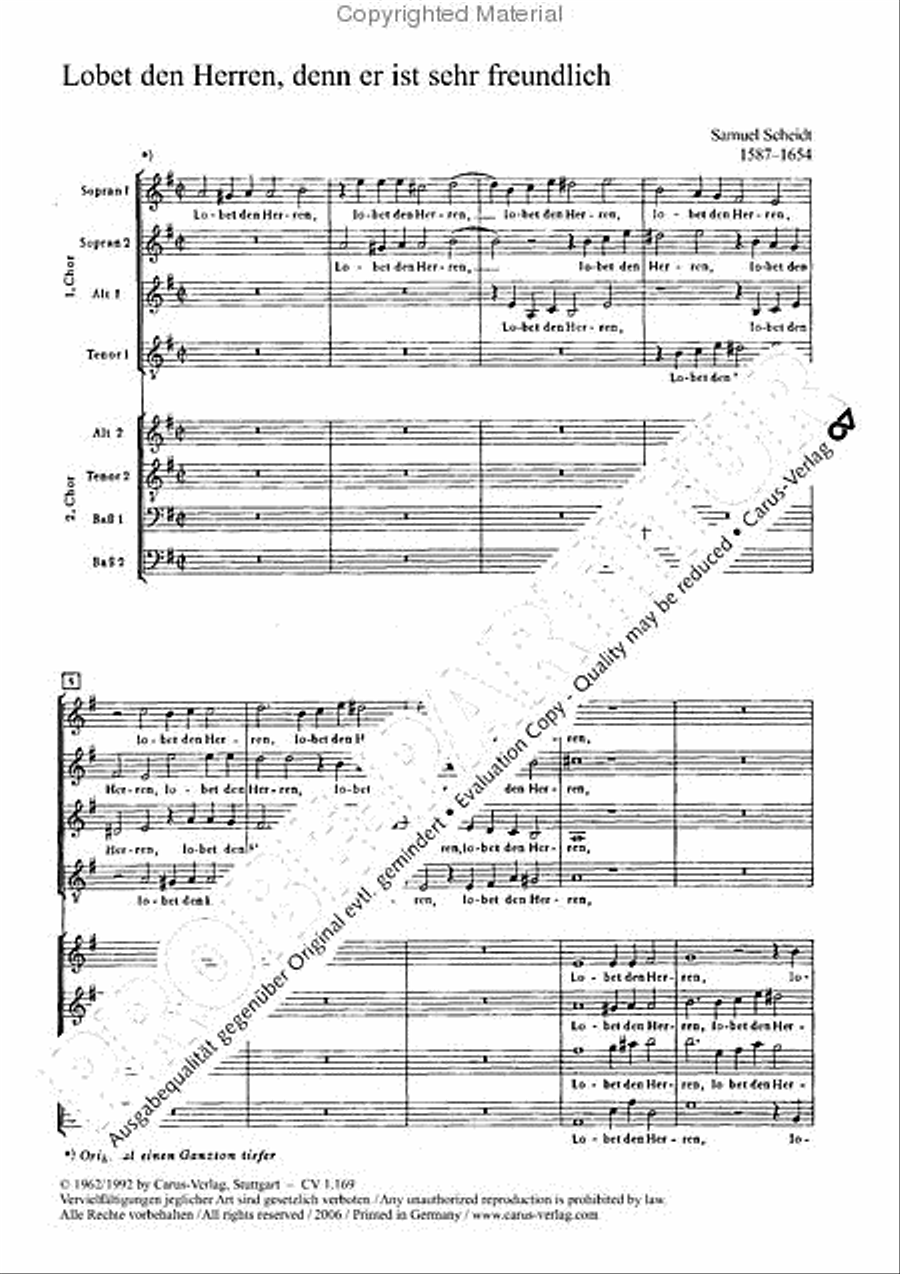 Lobet den Herren, denn er ist sehr Choir scores gallery preview page 2