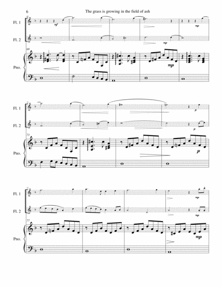 The grass is growing in the field of ash for 2 flutes and piano by David Warin Solomons Flute Duet - Digital Sheet Music