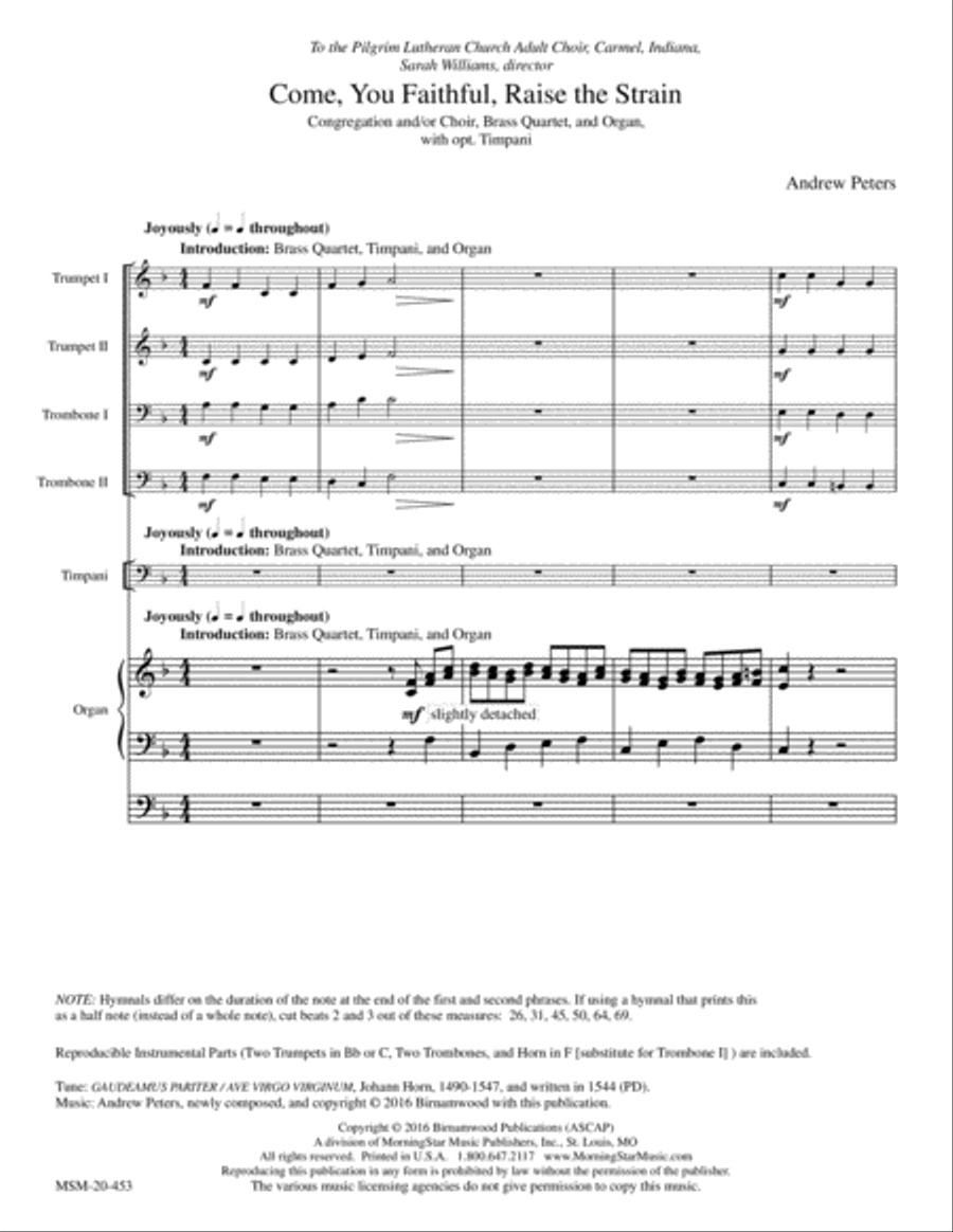 Come, You Faithful, Raise the Strain Choir scores gallery preview page 1