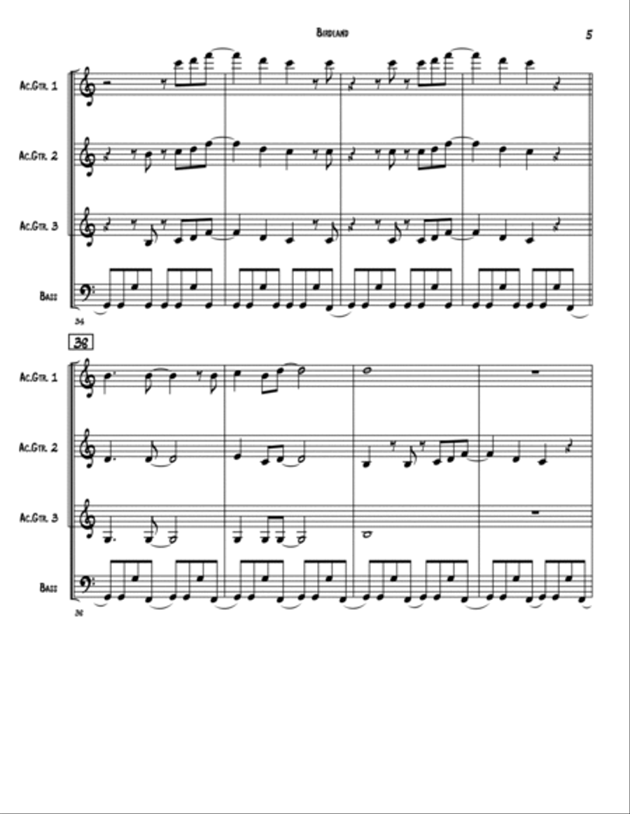 Birdland Birdland Guitar Ensemble scores gallery preview page 5