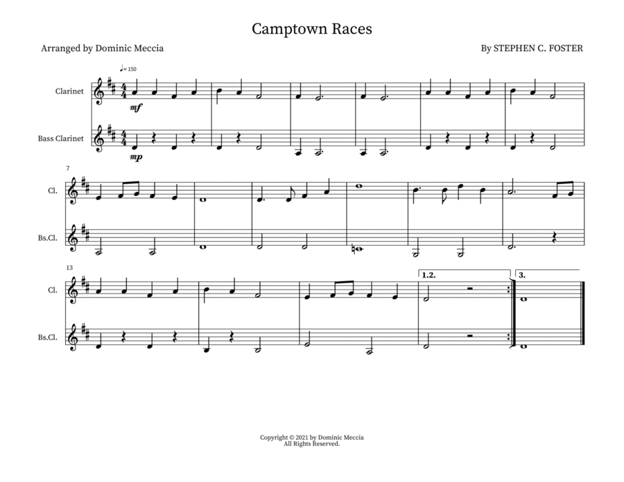 Camptown Races Woodwind Duet scores gallery preview page 1