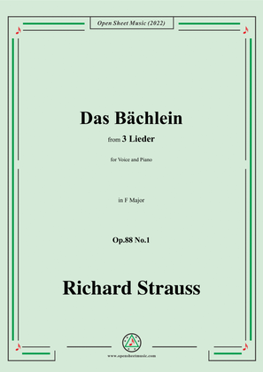 Book cover for Richard Strauss-Das Bachlein,in F Major,Op.88 No.1,for Voice and Piano