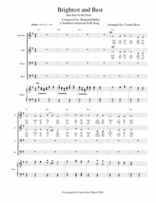 Brightest and Best (aka Star in the East) - SATB, and piano