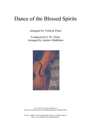 Dance of the Blessed Spirits arranged for Violin and Piano