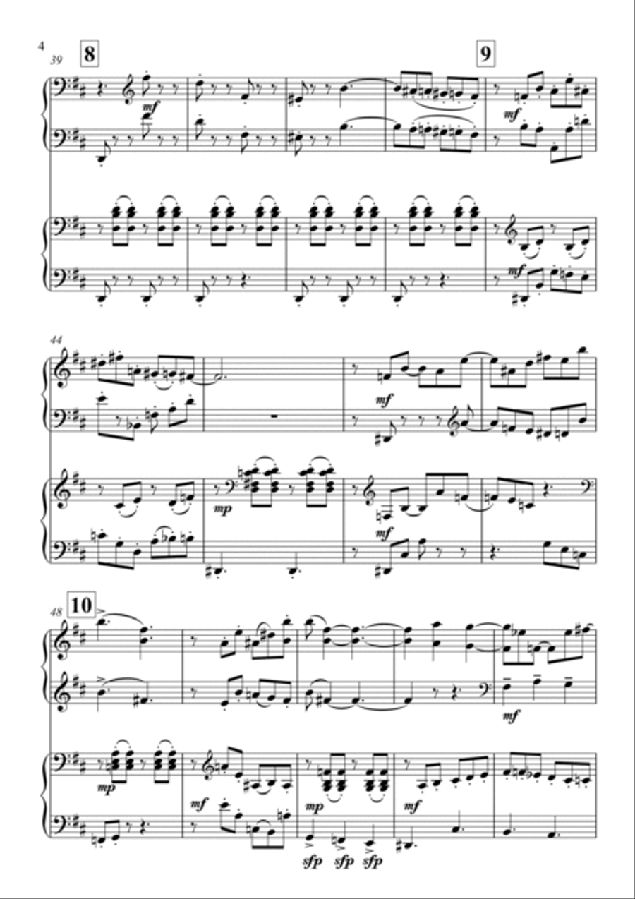Igor Stravinsky - Concerto in D major, K075 (1st movement) 2 Pianos, 4-Hands scores gallery preview page 4