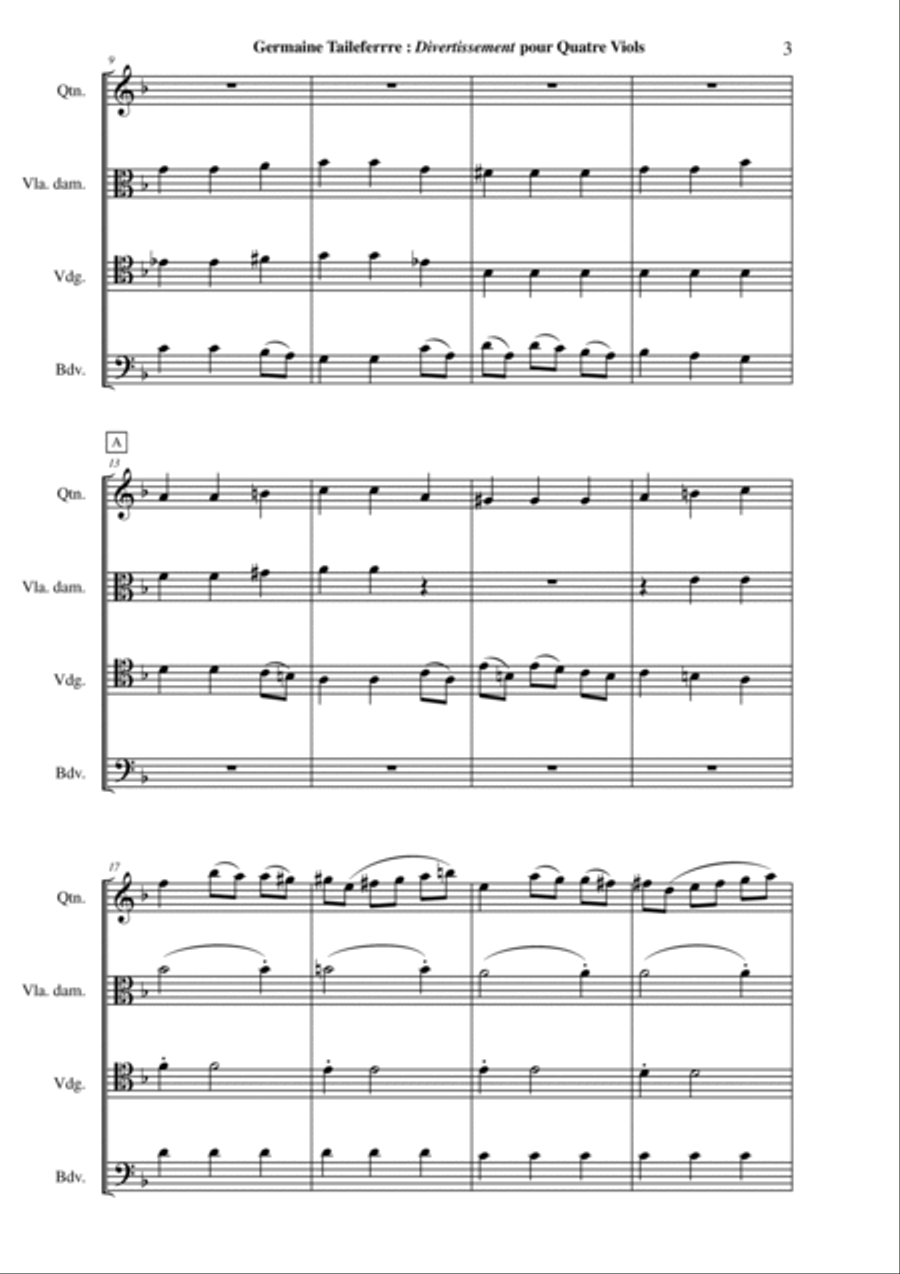 Germaine Tailleferre - Divertissement for viols Viola Solo scores gallery preview page 3