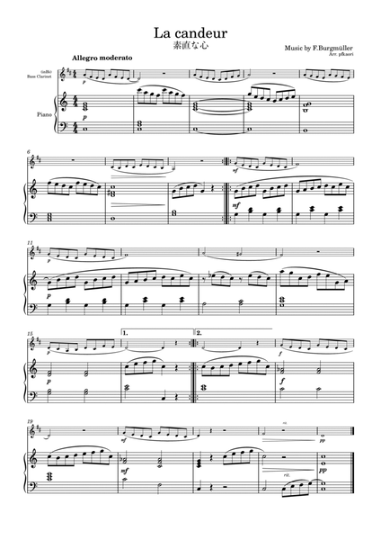 Burgmüller "La candeur" bass Clarinet & piano