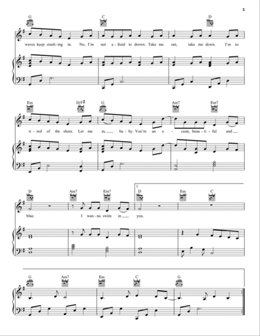 Ocean Ocean Piano, Vocal, Guitar scores gallery preview page 3