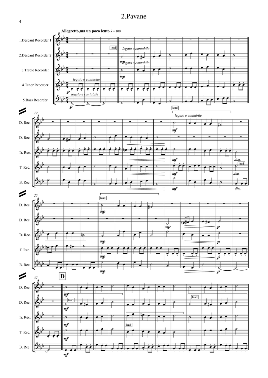 Peter Warlock: Capriol Suite - recorder quintet Soprano Recorder scores gallery preview page 4