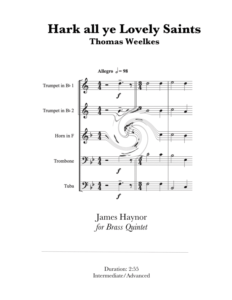 Hark all ye Lovely Saints for Brass Quintet Brass Quintet scores gallery preview page 1