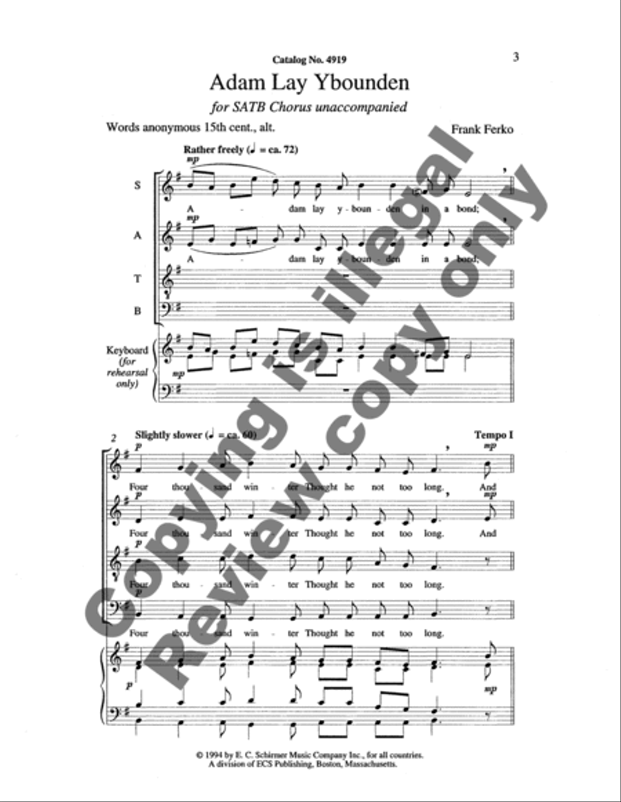 Adam lay ybounden 4-Part scores gallery preview page 6