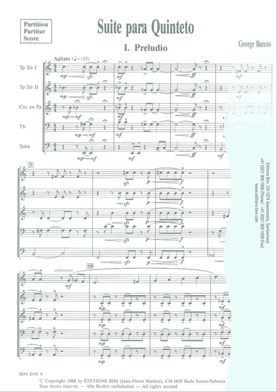Suite para Quinteto Brass Quintet scores gallery preview page 2