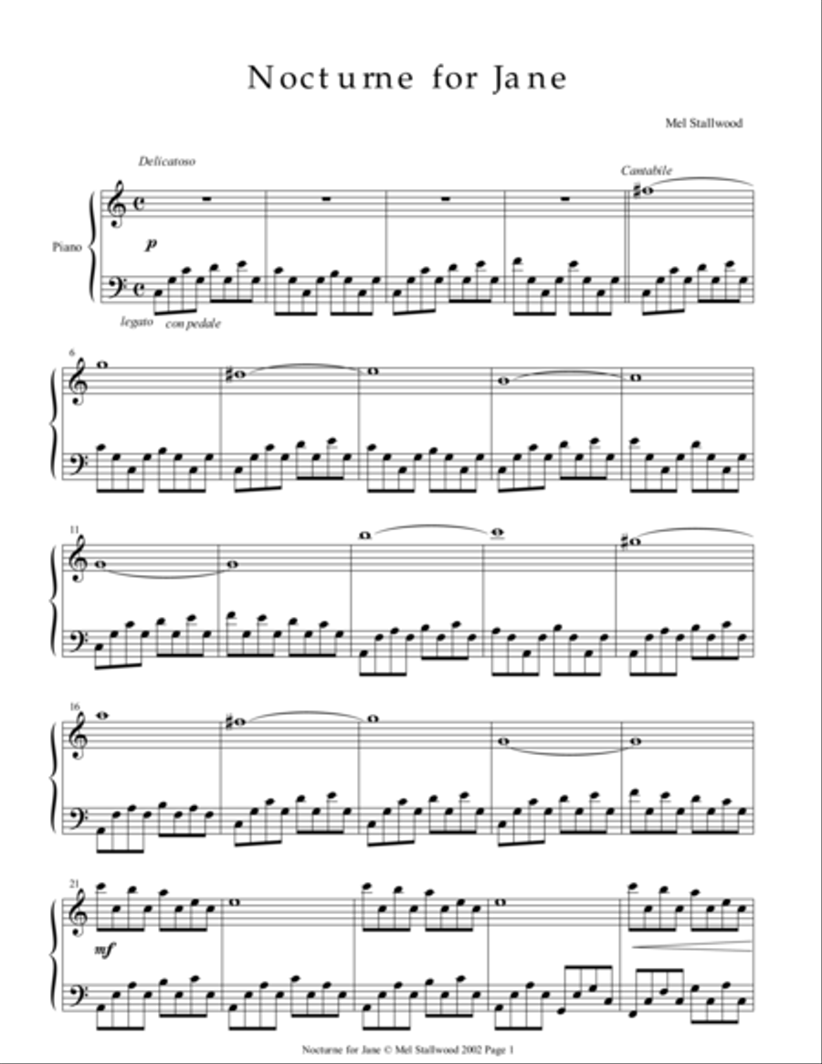 Nocturne for Jane Piano Solo scores gallery preview page 1