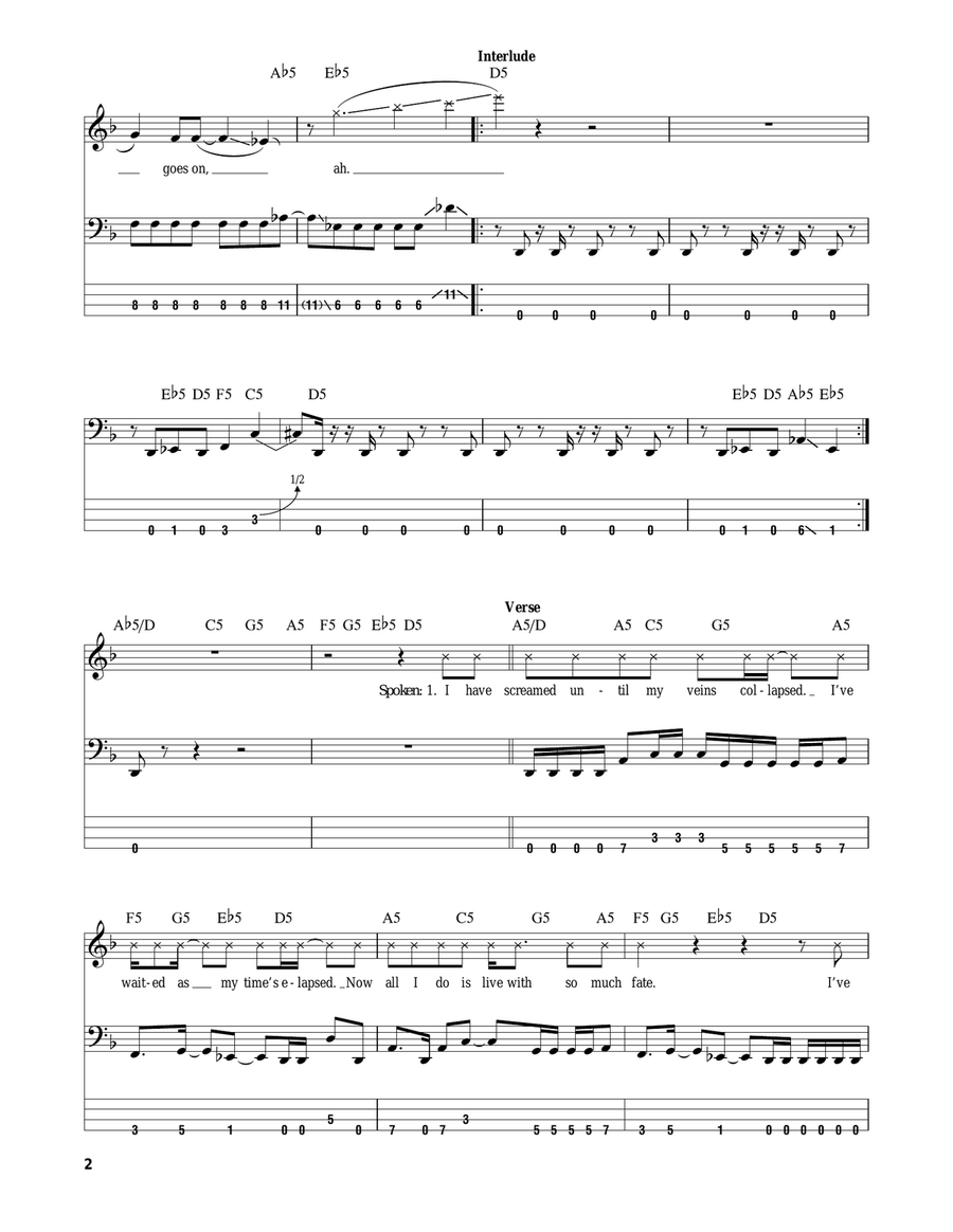 Duality Bass Guitar Tablature scores gallery preview page 2