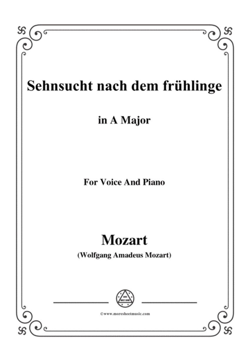 Mozart-Sehnsucht nach dem frühlinge,in A Major,for Voice and Piano image number null