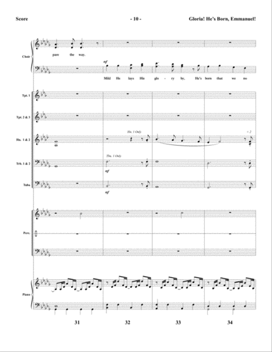 Gloria! He’s Born, Emmanuel! - Brass and Percussion Score and Parts Choir scores gallery preview page 12