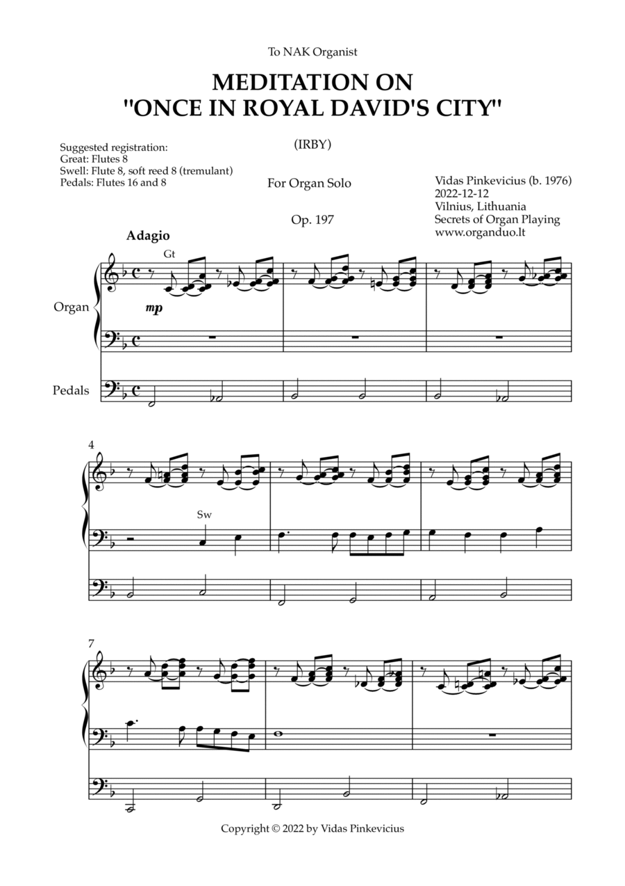 Meditation on "Once in Royal David's City", Op. 197 (Organ Solo) by Vidas Pinkevicius