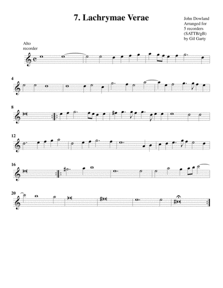 Lachrimae Verae (7, 1604) (arrangement for 5 recorders)