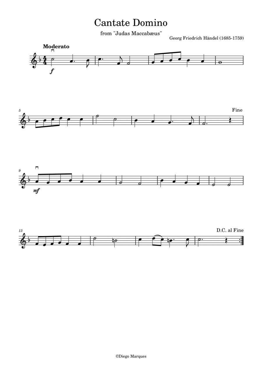 Cantate Domino in F Violin Solo scores gallery preview page 1