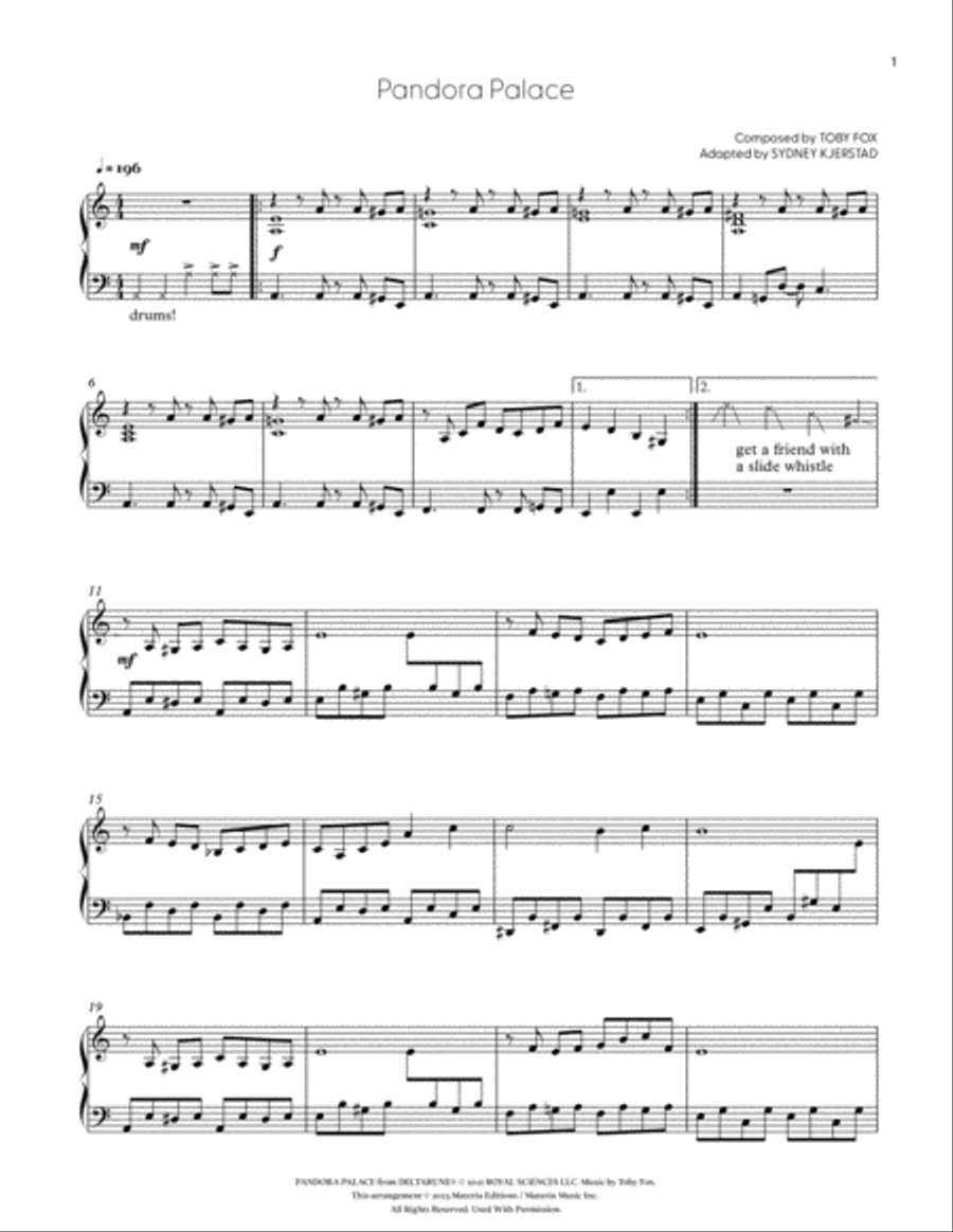 Pandora Palace (DELTARUNE Chapter 2 - Piano Sheet Music) Piano, Vocal, Guitar scores gallery preview page 2