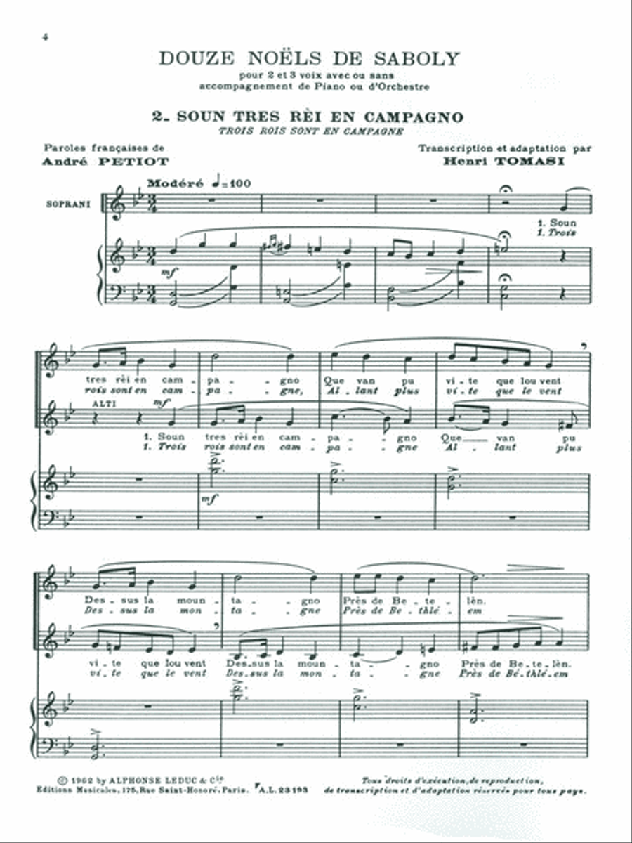 Twelve Noels By Saboly, For Voices And Piano Voice scores gallery preview page 2