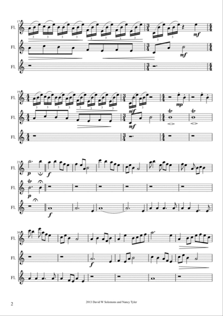Japanese Song for flute trio (3 standard flutes) Flute Trio scores gallery preview page 2