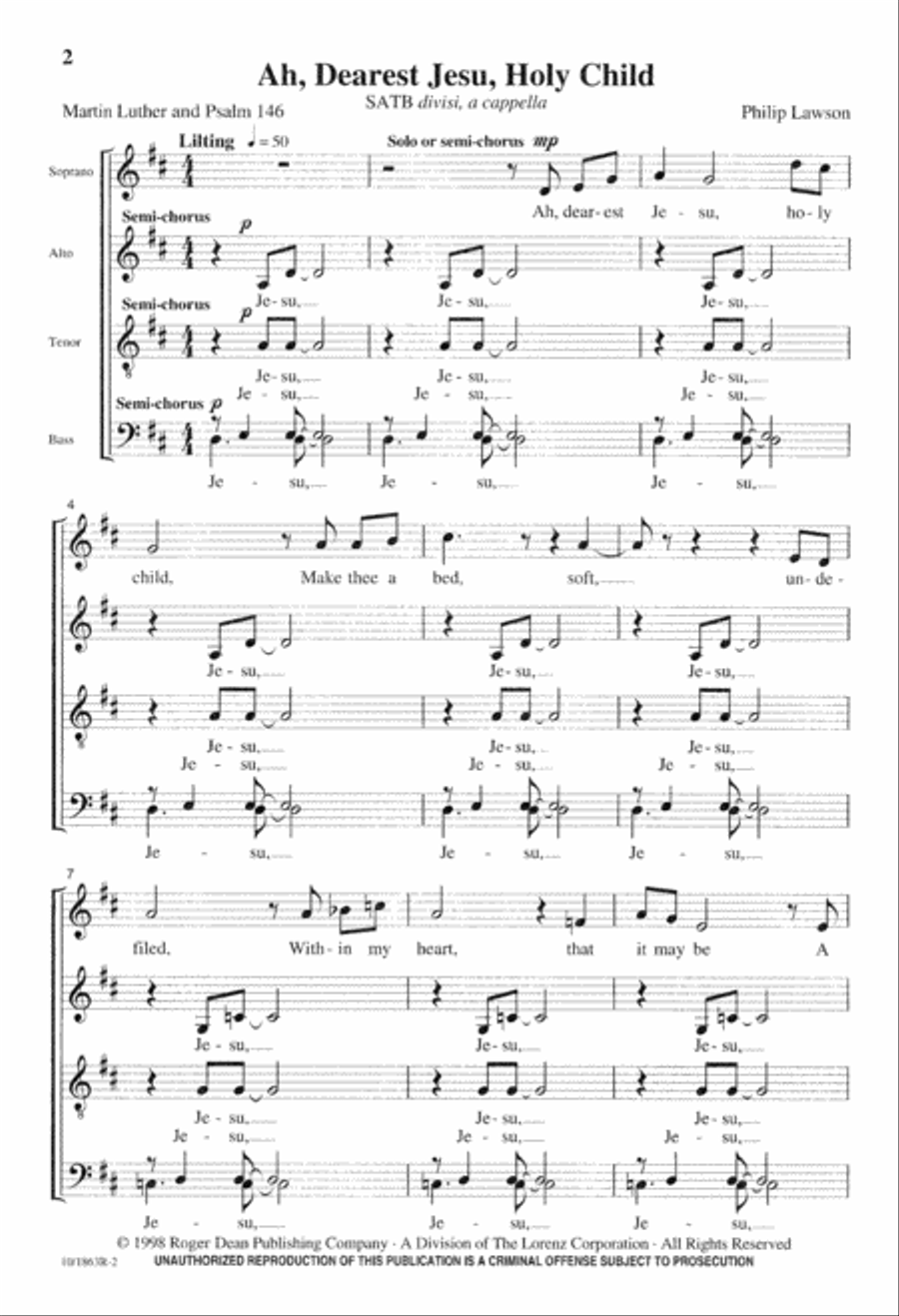 Ah, Dearest Jesu Holy Child Divisi scores gallery preview page 2
