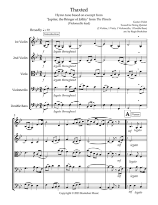 Thaxted (hymn tune based on excerpt from "Jupiter" from The Planets) (Bb) (String Quintet - 2 Violin