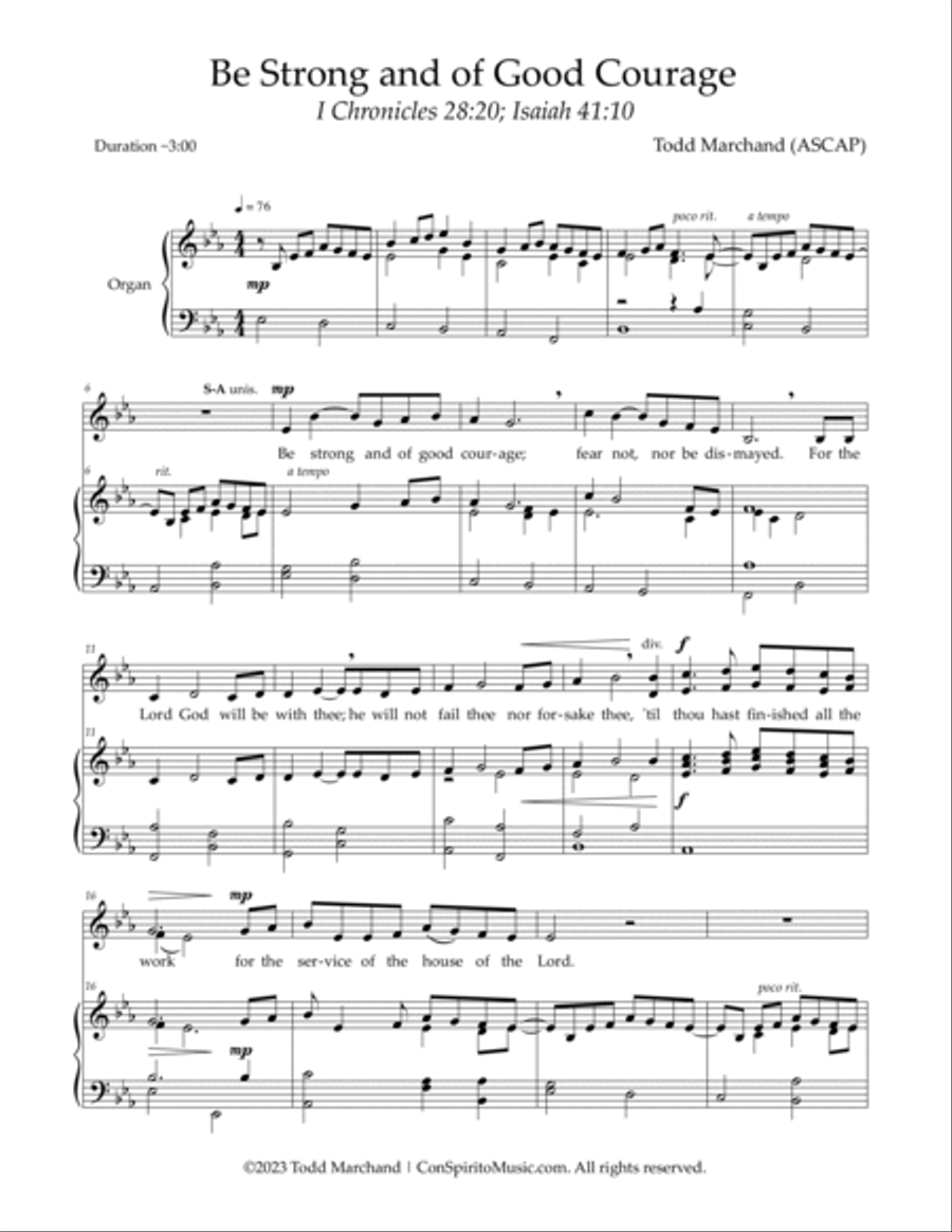 Be Strong and of Good Courage — SAB voices, organ 3-Part scores gallery preview page 2