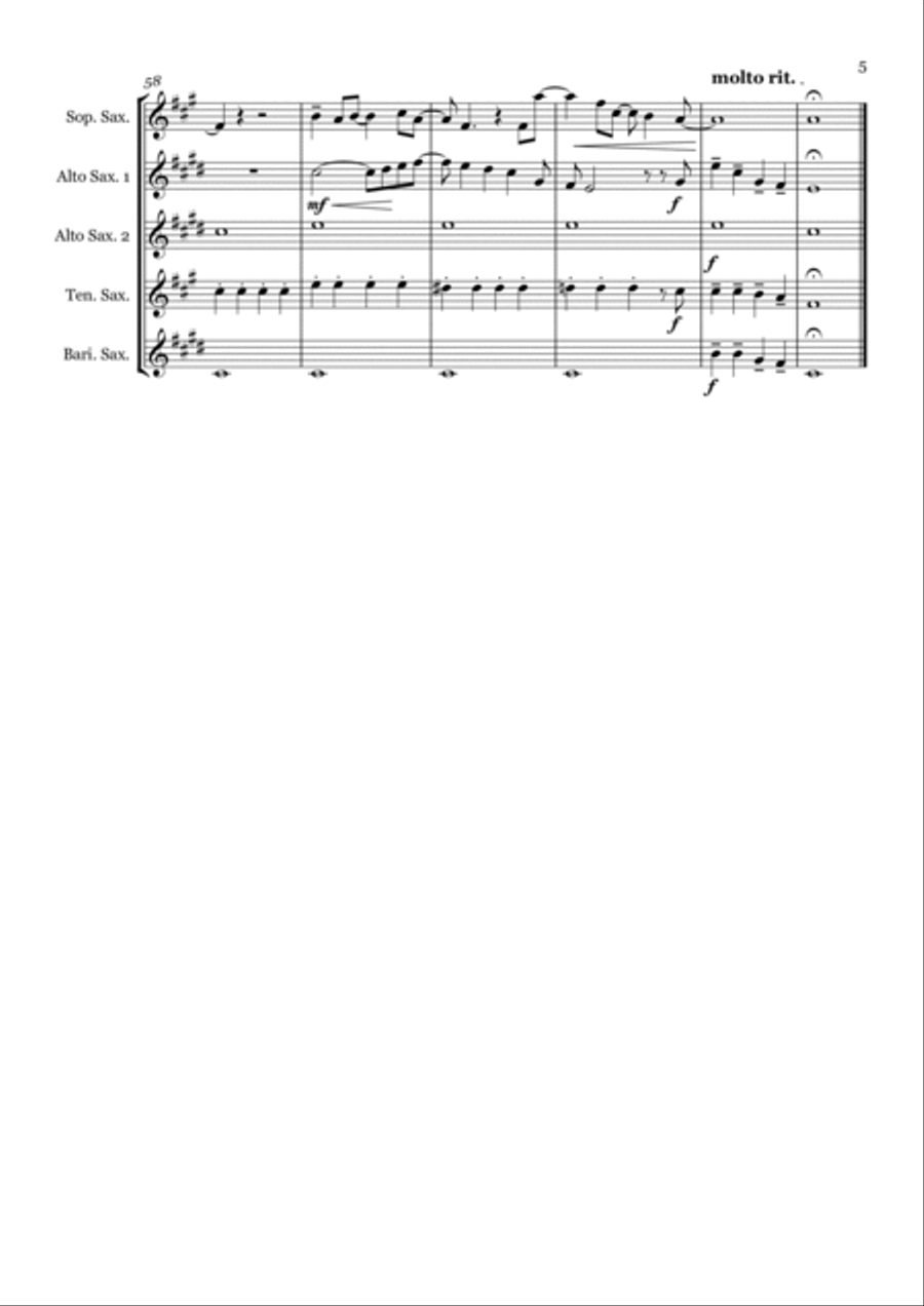 Eleanor Rigby Saxophone Quintet scores gallery preview page 5