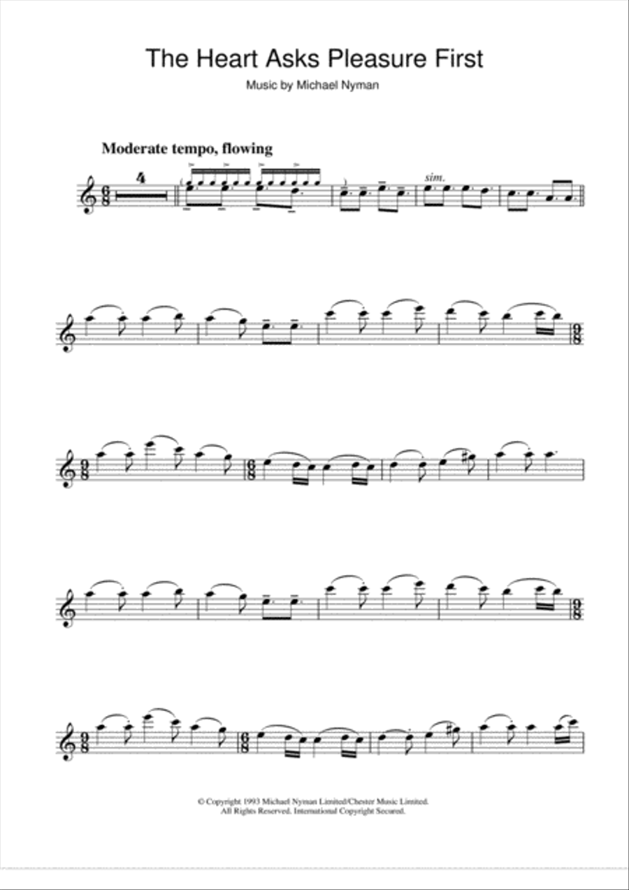 The Heart Asks Pleasure First: The Promise/The Sacrifice (from The Piano) Flute Solo scores gallery preview page 1