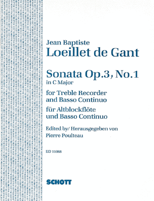 Book cover for Sonata C Major, Op. 3, No. 1