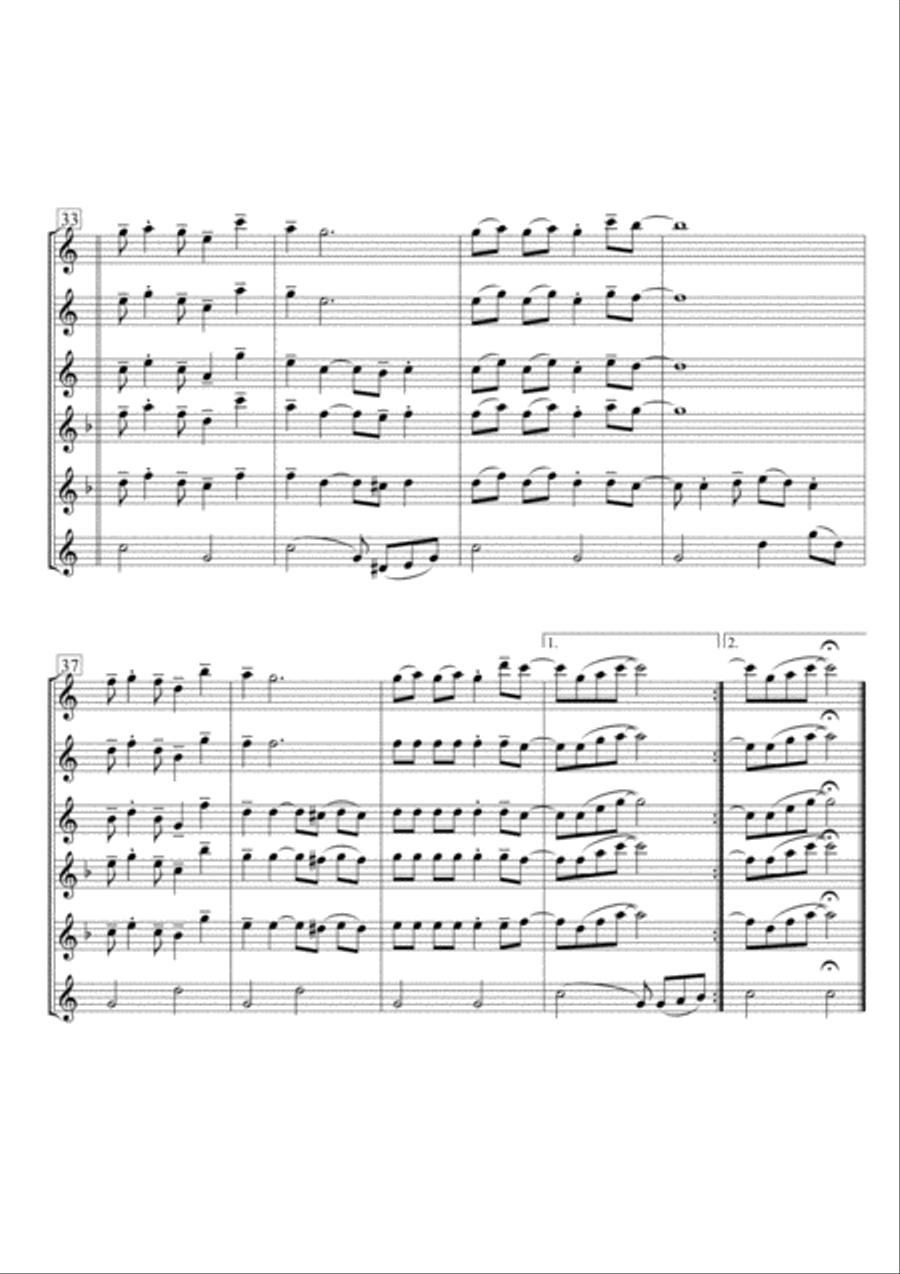 Rudolph The Red-nosed Reindeer Saxophone Quintet scores gallery preview page 6
