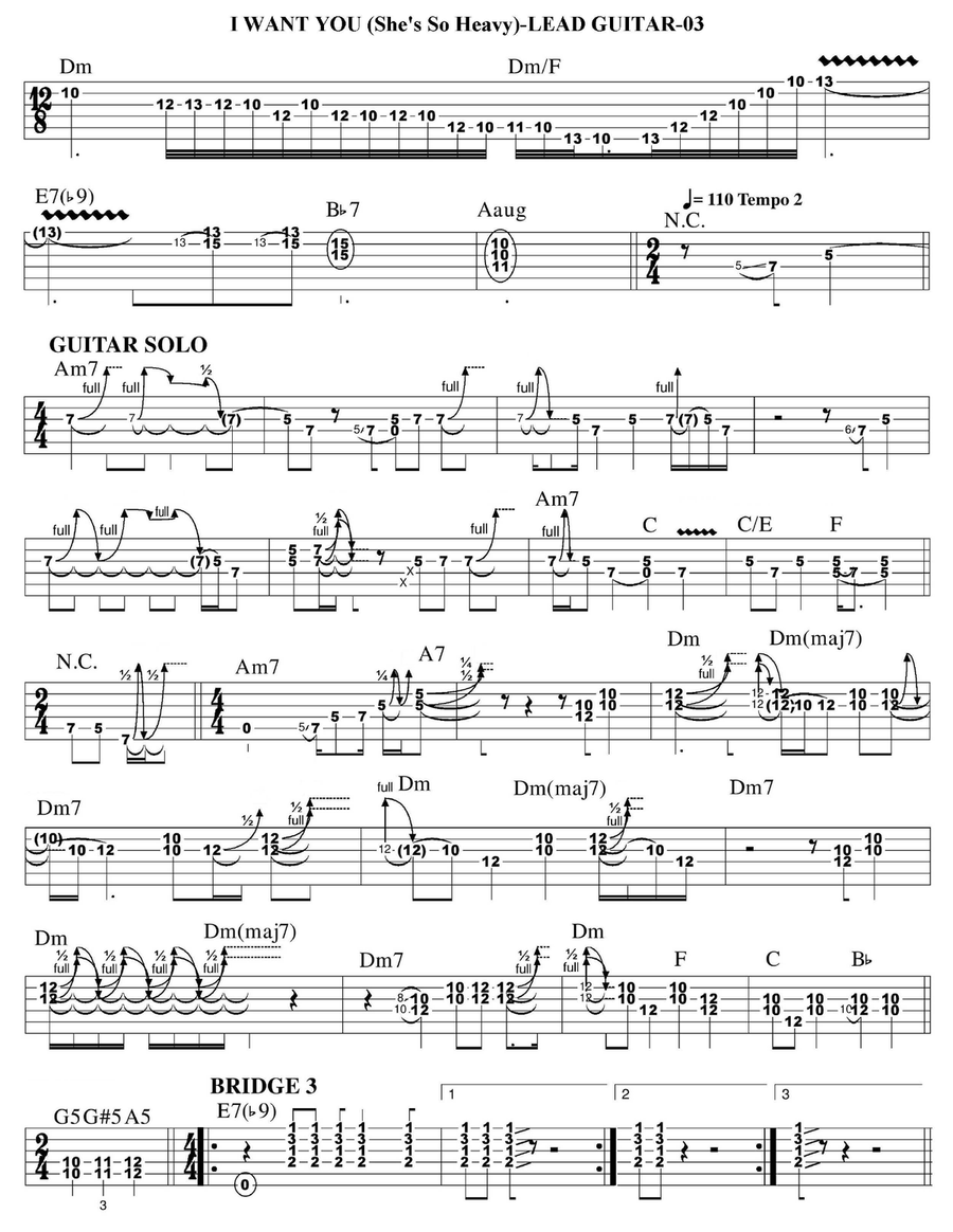 I Want You (she's So Heavy) Guitar Tablature scores gallery preview page 3