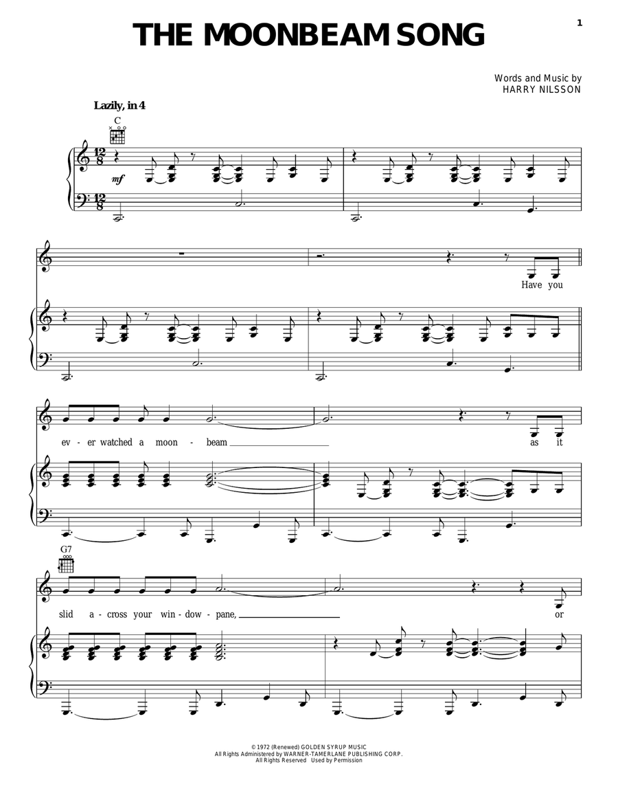 The Moonbeam Song Piano, Vocal, Guitar scores gallery preview page 1