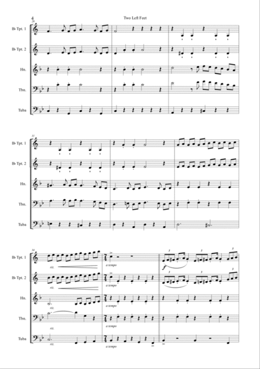 Two Left Feet (Brass Quintet) Brass Quintet scores gallery preview page 4