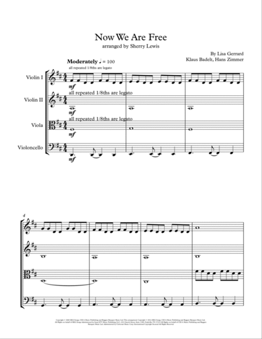 Now We Are Free String Quartet scores gallery preview page 4
