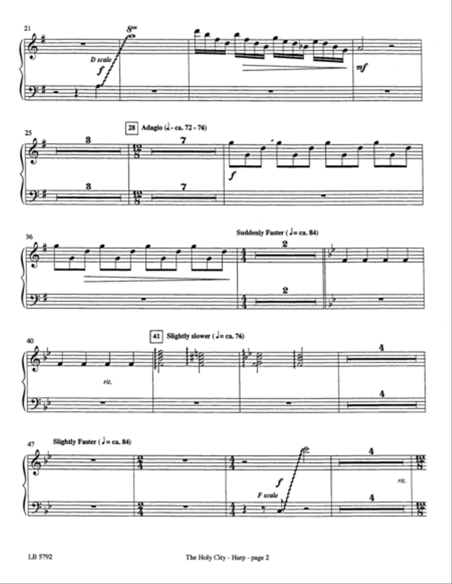 The Holy City (arr. Mark Hayes) - Harp Choir scores gallery preview page 2