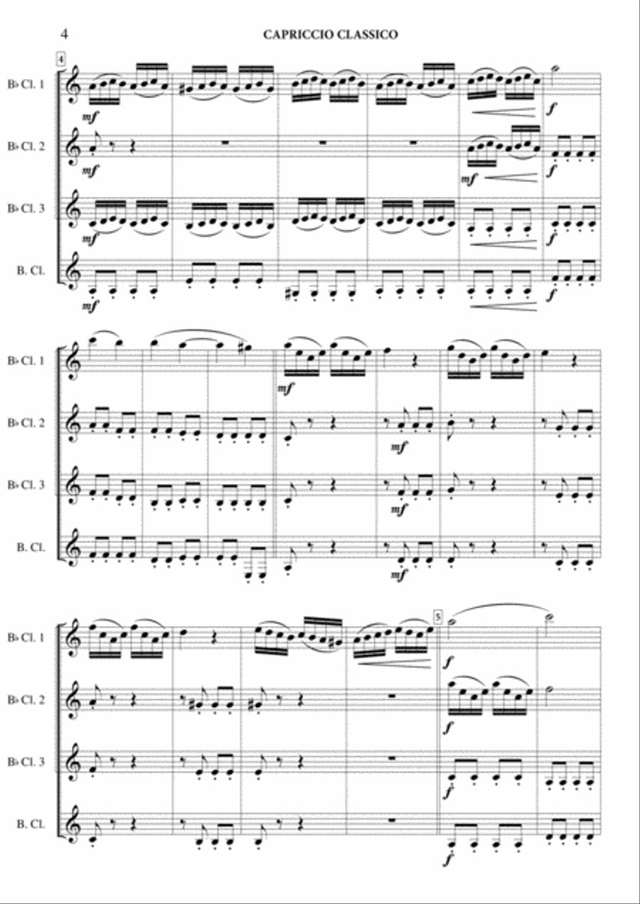 Capriccio Classico Capriccio Classico Clarinet Quartet scores gallery preview page 5