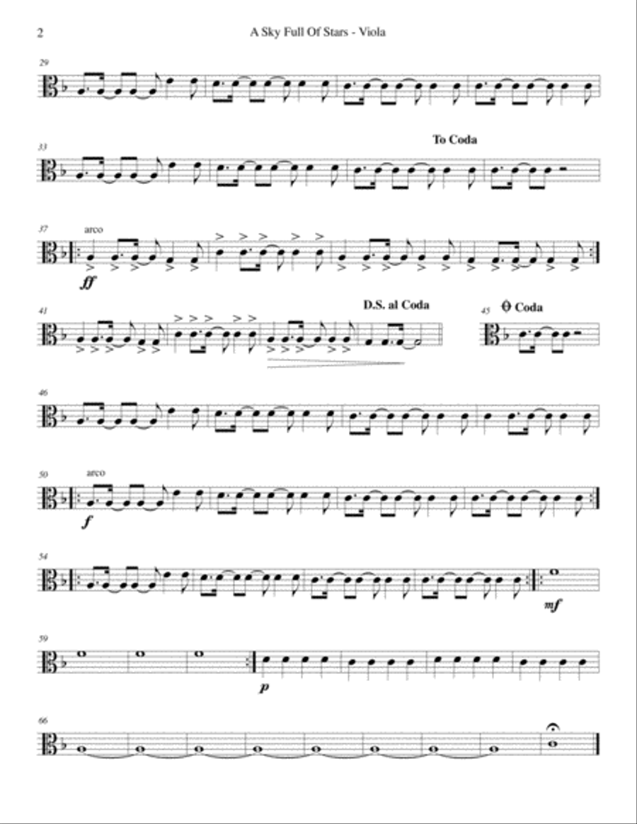 A Sky Full Of Stars String Quartet scores gallery preview page 6