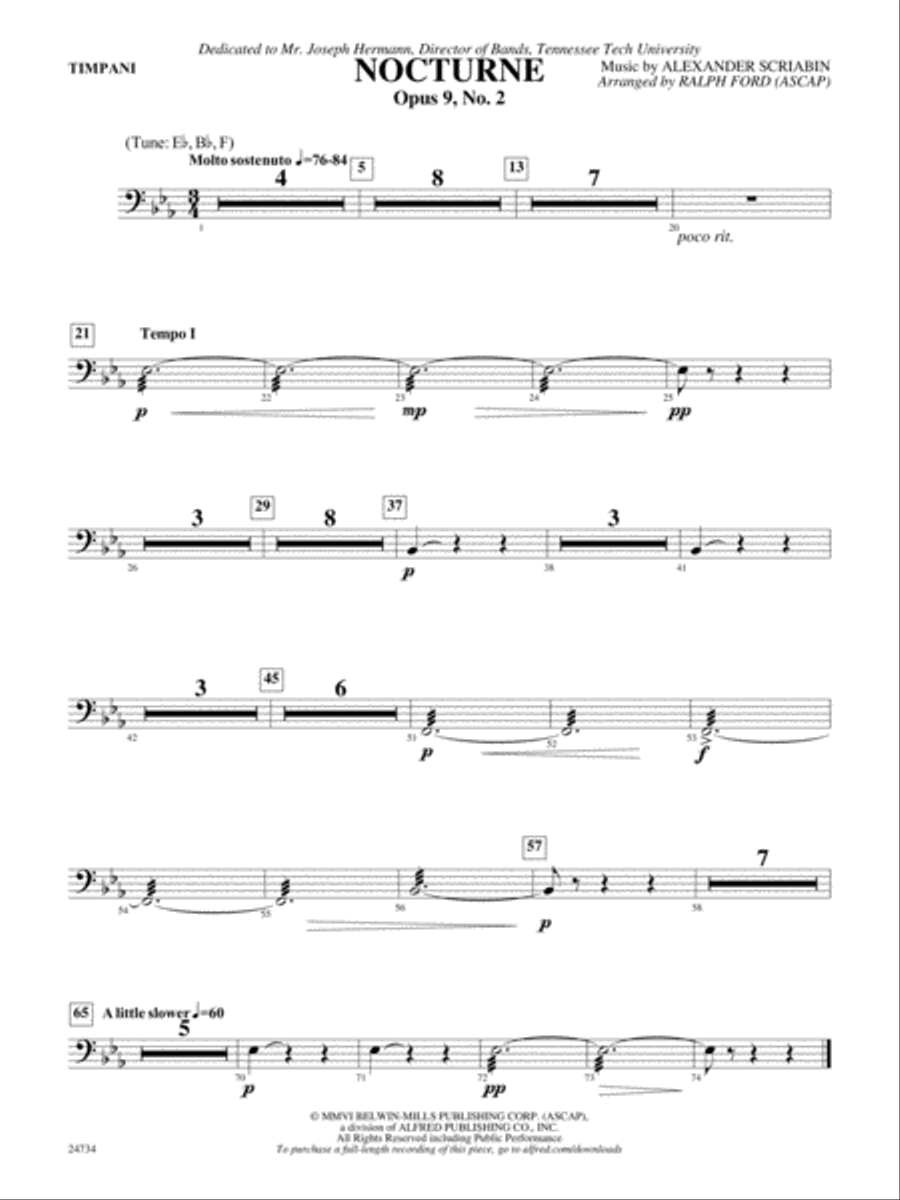 Nocturne (Opus 9, No. 2): Timpani Concert Band scores gallery preview page 1