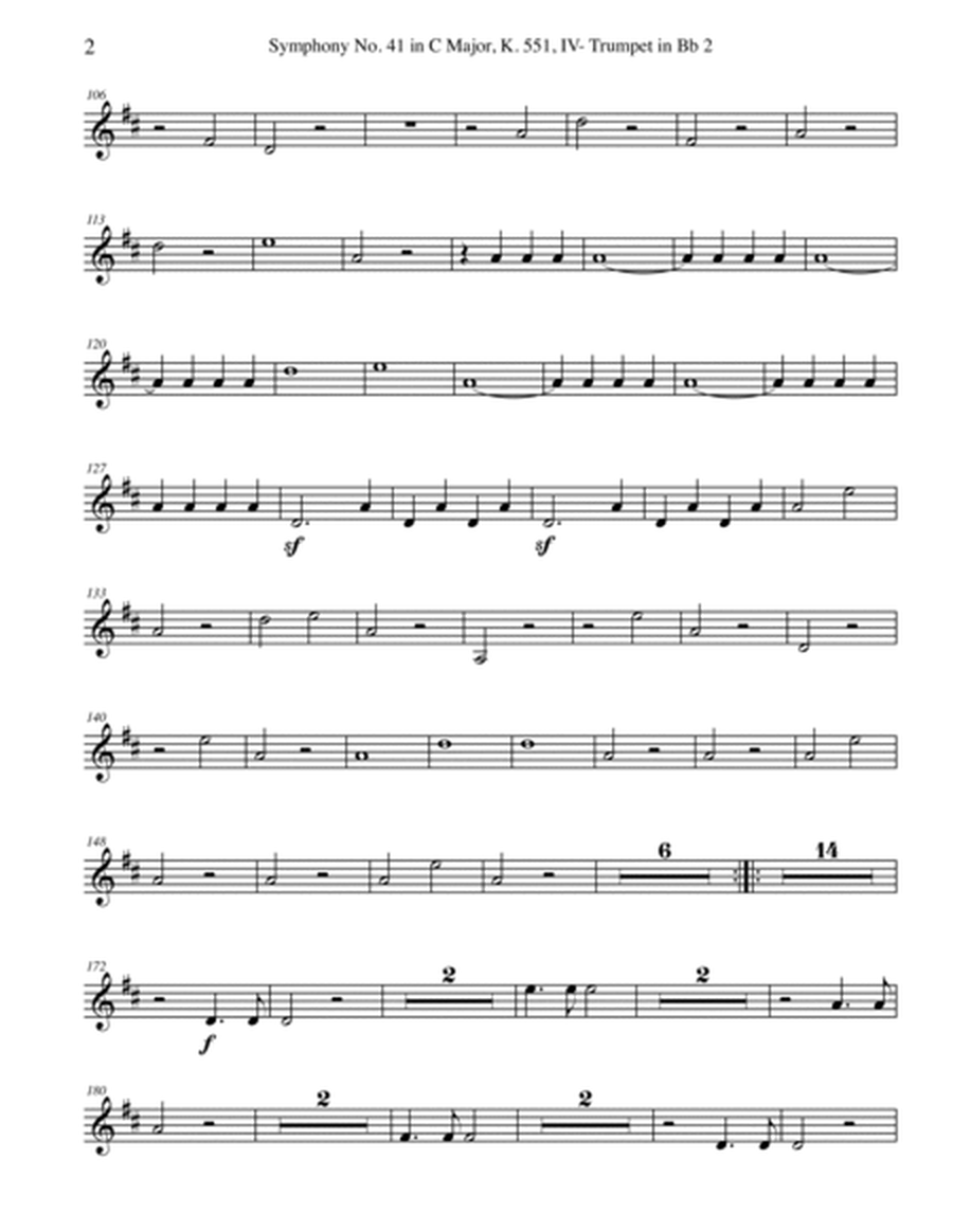 Mozart Symphony No. 41, Jupiter, Movement IV - Trumpet in Bb 2 (Transposed Part), K. 551