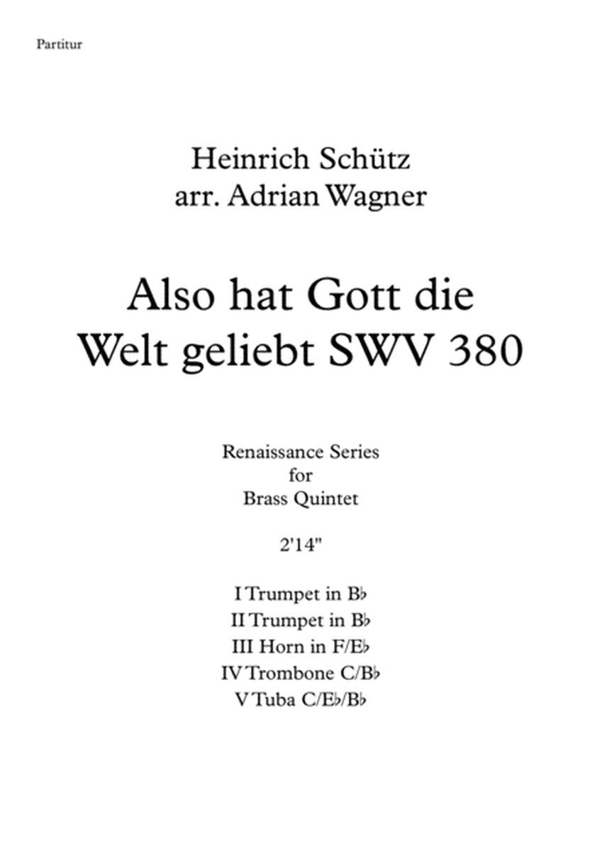 Also hat Gott die Welt geliebt SWV 380 (Heinrich Schütz) Brass Quintet arr. Adrian Wagner image number null
