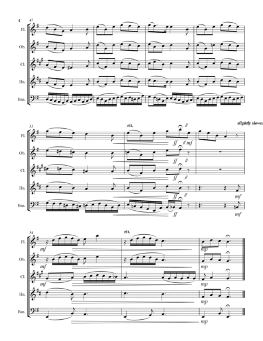 I Wonder As I Wander Woodwind Quintet scores gallery preview page 5