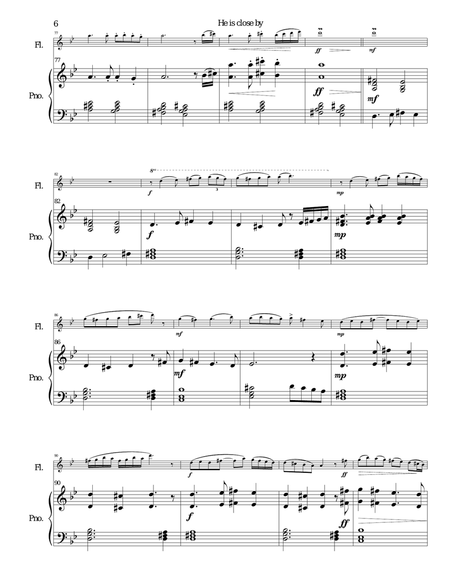 He is close by for flute and piano Flute Solo scores gallery preview page 6