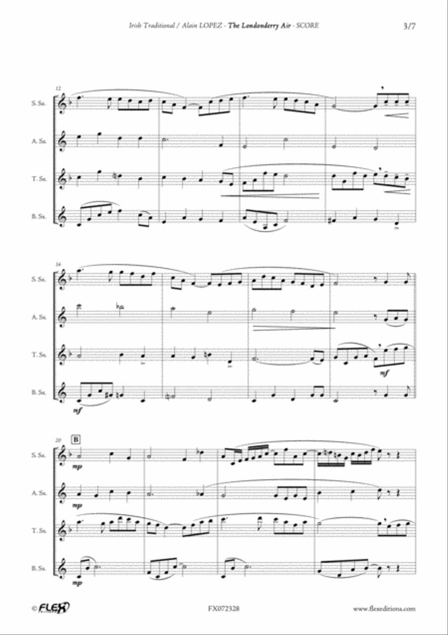 The Londonderry Air Saxophone Quartet scores gallery preview page 3