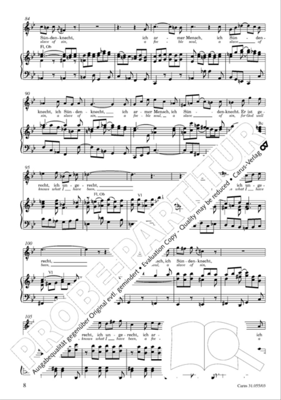 A feeble soul, a slave of sin (Ich armer Mensch, ich Sundenknecht) 4-Part scores gallery preview page 9