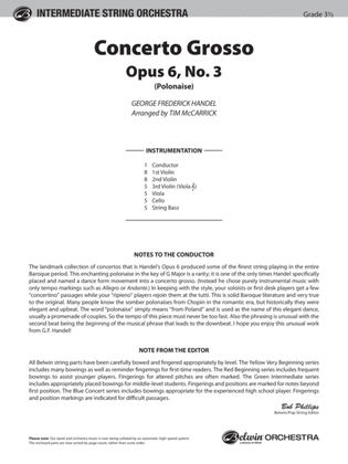 Concerto Grosso, Opus 6, No. 3 (Polonaise): Score