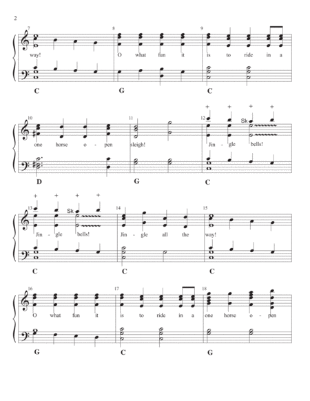 Jingle Bells-handbell arrangement for Level 2+ for 2 or 3 octave handbells with a "special practice
