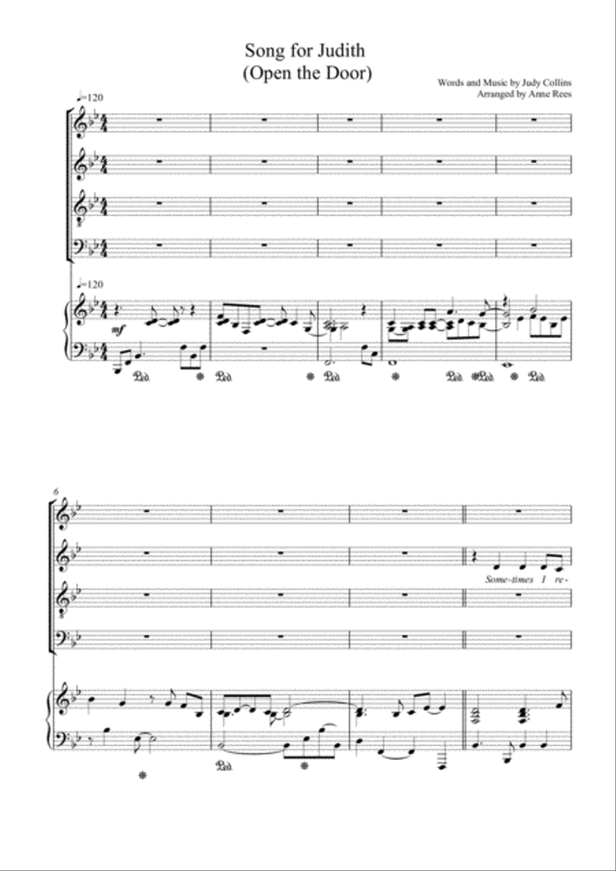 Song For Judith (open The Door) 4-Part scores gallery preview page 2